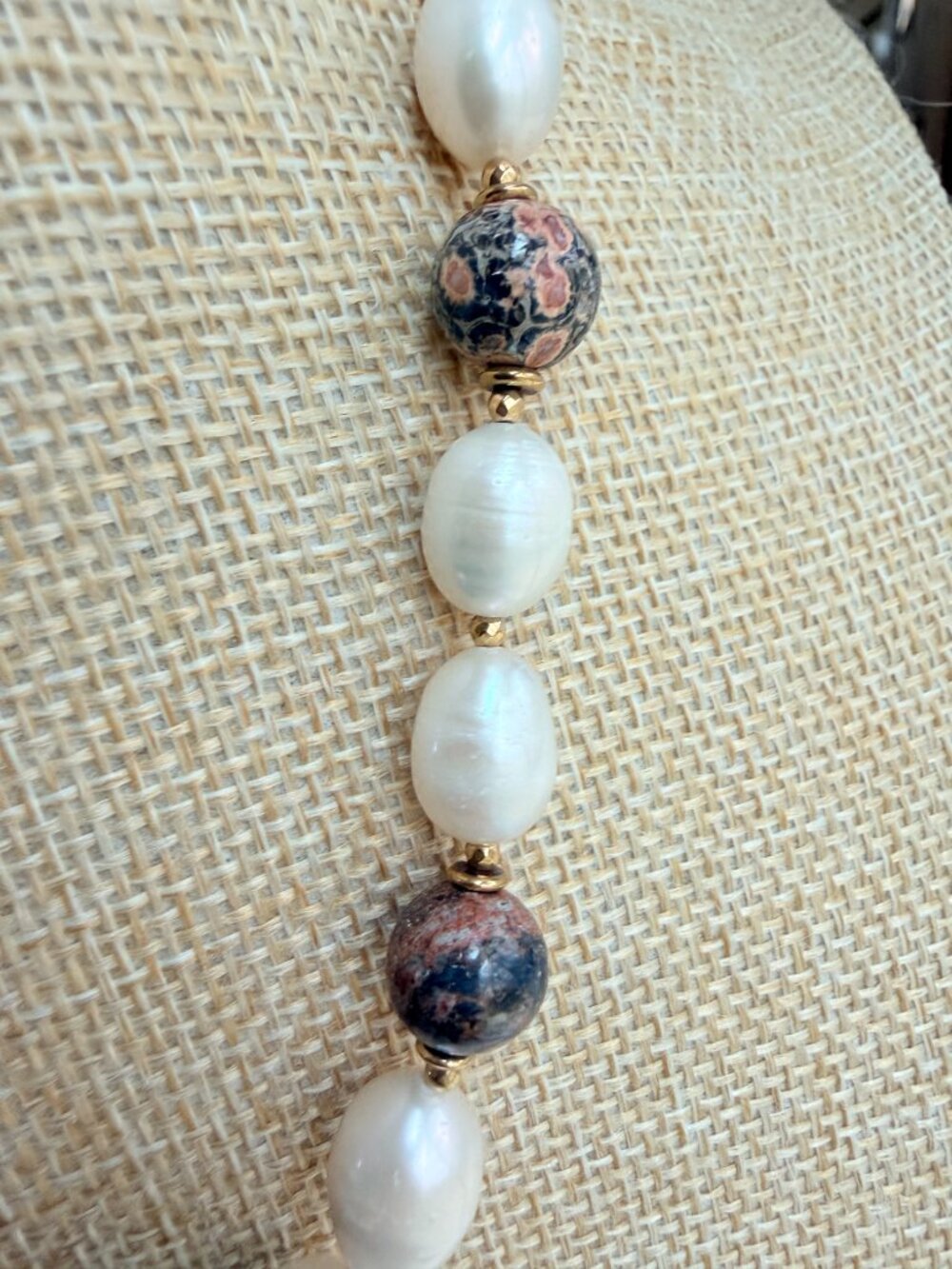 One of a Kind Turquoise Pearl Natural Stone Necklace - Picture 9 of 13